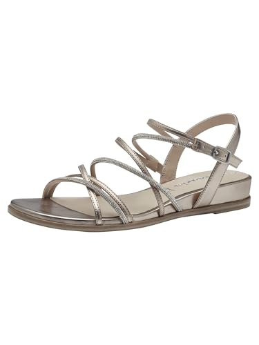 Tamaris Damen Sandalette flach, metallic, 39 EU