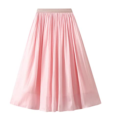 Jupe en tulle pour femmes rose XXL longue plissée en maille style vintage
