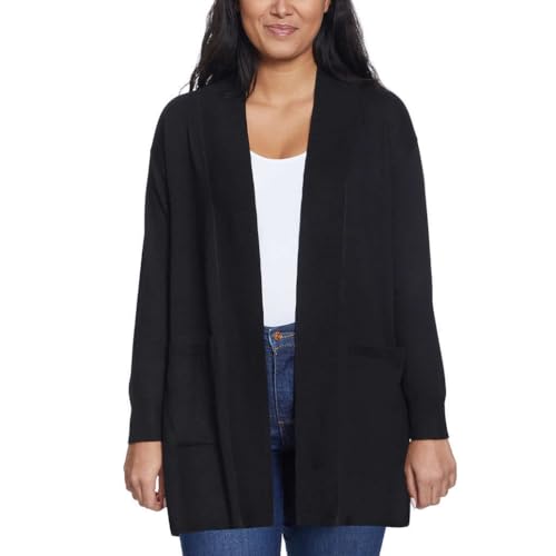 Gloria Vanderbilt Women's Open Front Cardigan, Black, Large