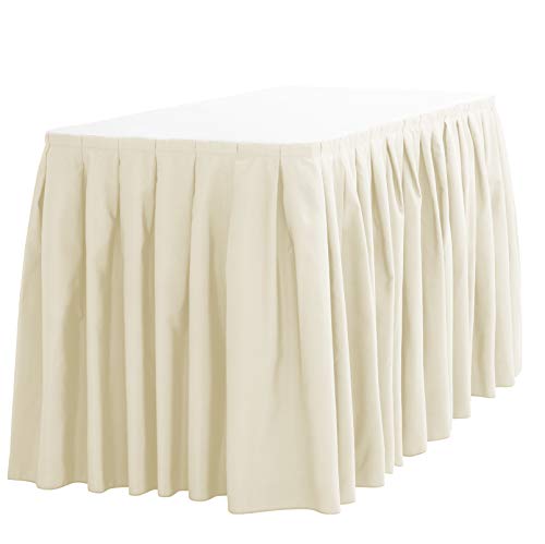 LinenTablecloth 21 ft. Accordion Pleat Polyester Table Skirt Ivory
