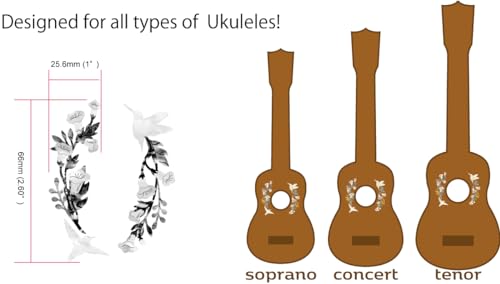 Inlaystickers - Adesivi Con Rosetta E Intarsi Buco Sonoro Per Ukuleles, Colibrì UKR-331HB - 8