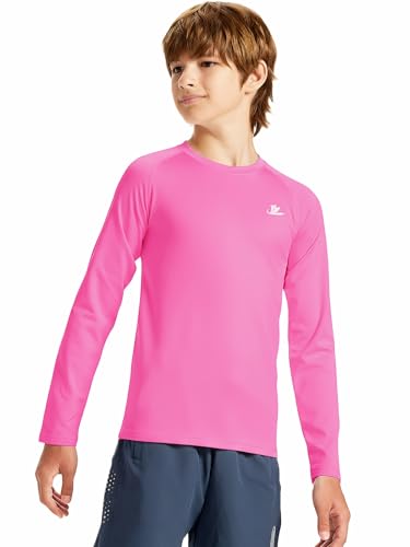 Image of DEVOROPA Youth Boys Compression Shirt Long /Short Sleeve Football Baseball Undershirt Quick Dry Kids Sports Baselayer Crewneck