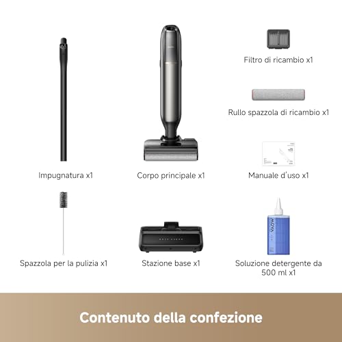 Mova M50 Aspirapolvere Lavapavimenti, Pulizia a Doppio Bordo, 22KPa, 0 Grovigli di Peli e Capelli, Lavaggio con Spazzola a 85°C e Asciugatura Rapida in 5 Minuti, Rotazione flessibile a 90°