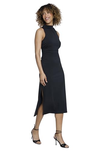 Maggy London Draped Mock Neck Sleeveless Sheath Ruched Waist | Black Dresses for Women2