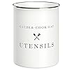 Barnyard Designs White Utensil Holder for Kitchen Countertop, Farmhouse Metal Utensil Crock, Rustic Country Decorative Kitchen Utensil Caddy Large, 5.5x6.75 Barnyard Designs White Utensil Holder for Kitchen Countertop, Farmhouse Metal Utensil Crock, Rustic Country Decorative Kitchen Utensil Caddy Large, 5.5x6.75