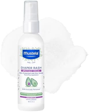Mustela Baby Diaper Rash Cream Spray – Touch-Free protectant with Zinc Oxide & Natural Avocado - Treats, Soothes and Prevents Diaper Rash- Fragrance-Free - 3 fl. oz