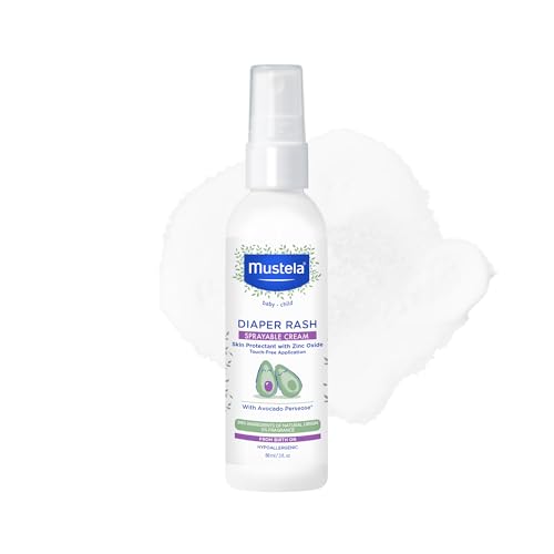 Mustela Baby Diaper Rash Cream Spray – Touch-Free protectant with Zinc Oxide & Natural Avocado - Treats, Soothes and Prevents Diaper Rash- Fragrance-Free - 3 fl. oz