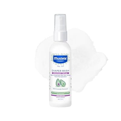 Mustela Baby Diaper Rash Cream Spray Touch-Free protectant with Zinc Oxide & Natural Avocado - Treats, Soothes and Prevents Diaper Rash- Fragrance-Free - 3 fl. oz