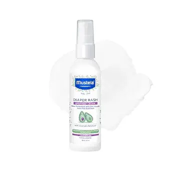 Mustela Baby Diaper Rash Cream Spray – Zinc Oxide & Natural Avocado, Fragrance-Free, 3 fl. oz