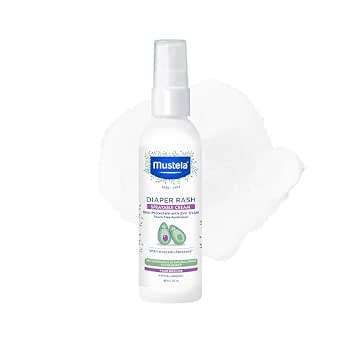 Mustela Baby Diaper Rash Cream Spray – Zinc Oxide & Natural Avocado, Fragrance-Free, 3 fl. oz