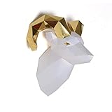 Fighting Ram Head Paper Sculpture,Pre-cut DIY Papercraft Kit,Handmade Wide Animal Figurine,Multi Color,Low Poly Wall Decor,All Accessories Included