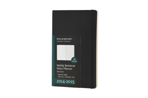 Moleskine 2014-2015 Weekly Planner, 18 Month, Large, Black, Soft Cover (5 x 8.25)