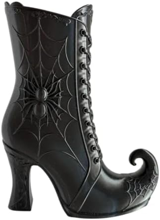 Gothic Witch Boot Vase Black Vase Shaped Pointed-Toe Knee-High Boot wi...