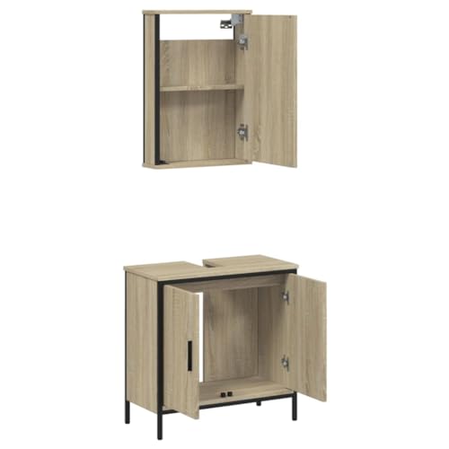 Muebles de baño de madera de roble Sonoma con acabado de alta calidad de 2 piezas 6