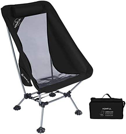 HITORHIKE Camping Chair with Nylon Mesh and Comfortable Headrest Ultralight High Back Folding Camp Chair Portable Compact for Camping, Hiking, Backpacking, Picnic, Festival (Dark Black)