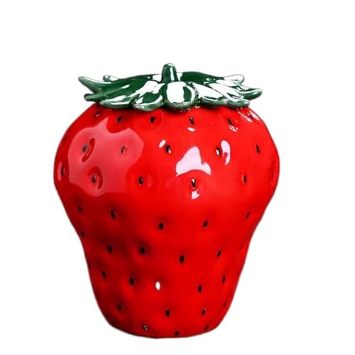 zaoalife Ceramic Tea Jar Strawberry Shape Tea Tins Containers,Strawberry Ceramic Cookie Jars Farmhouse Jars With Lids,Ceramic Tin for Tea Sugar Flour