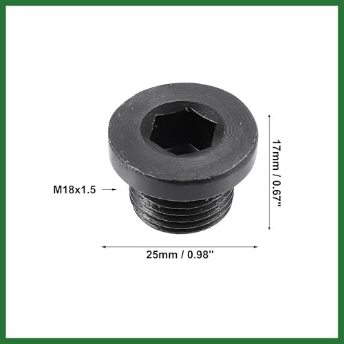 Tornillo de drenaje de aceite de motor M18x1.5 negro con junta 5