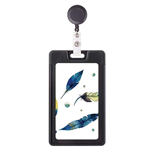 Porte-badge rétractable plume design à pois colorés avec clip solide
