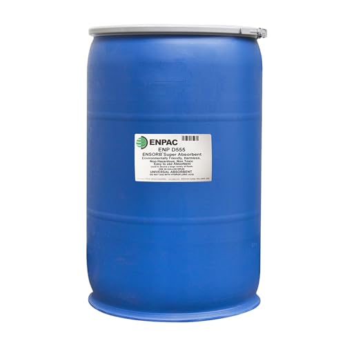 Enpac 55-Gallon Poly Drum ENSORB Granular Absorbent, White, Landfill Safe, Lightweight, Super Absorbent