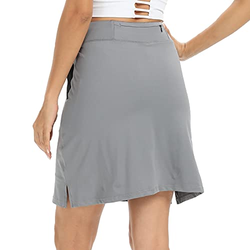 Sythyee Women's 20" Knee Length Golf Skorts Athletic Tennis Modest Skirts Workout Sports Casual Skirt Zipper Pocket Uv Protection With Inner Shorts Gray S #TOP1