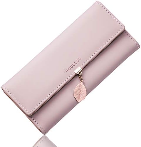 Roulens PU Leather RFID Wallet with Multiple Card Slots and Card Holder, A/Light Purple-L, Grande, Exquisite