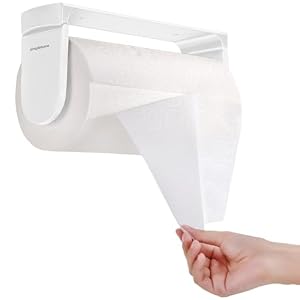 simpletome キッチンペーパーホルダー アルミニウム合金 トイレットペーパーホルダー 片手引き裂き 冷蔵庫フック 壁掛け フック 調節可能 (白)