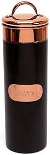 Black And Copper Kitchen Pasta Storage Canister Tin ~ Gorgeous Metal Spaghetti Jar