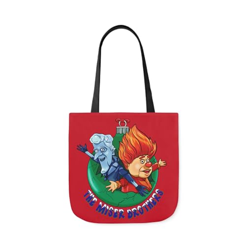 A Miser Brothers' Christmas Canvas Tote Bag, Snow Miser Heat Miser Holiday Reusable Shopping Bag, Gift bag for Christmas