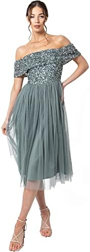 Maya deluxe - AZBR67MIDI-PC - Bardot Embellished Midi Dress Robe de