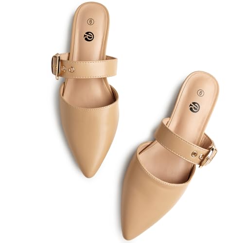 Image of Rekayla Mules for Women Adjustable Strap Pointed Toe Backless Loafer Shoes