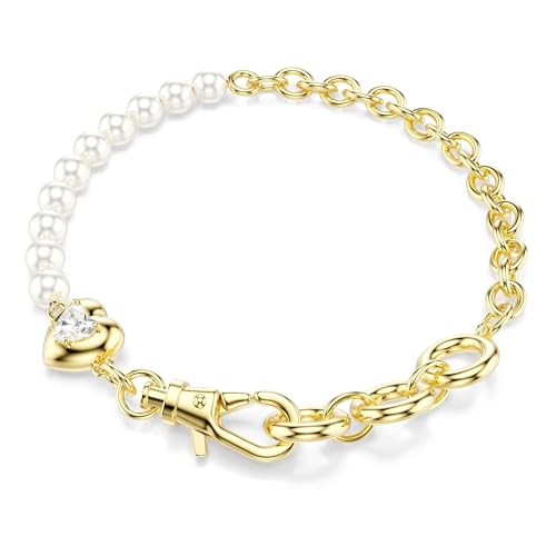 Swarovski Idyllia Armband, Kristallperle, Weiß, Goldlegierungsschicht