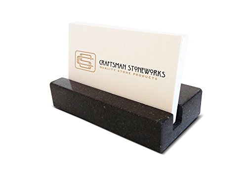 Business Card Holder for Desk Marble Business Card Display Holders Desktop Business Cards Holder Stand Desk Card Display Holder for Home and Office - Black Absolute Granite - Made in The USA