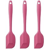 Kukifun 3PCS Silicone Spatula,PinkFlexible Rubber Spatula with Solid Stainless Steel Core Heat Resis