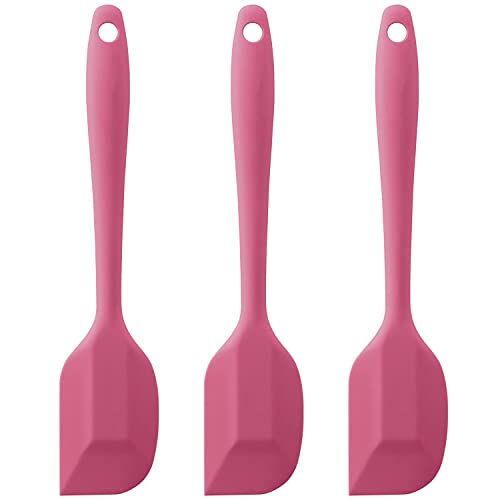 Kukifun 3Pcs Silicone Spatula,Pinkflexible Rubber Spatula With Solid Stainless Steel Core Heat Resistant Bpa-Free Seamless Non-Stick For Baking Cooking And Mixing,8.4In #TOP5