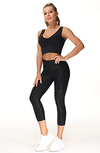 THE GYM PEOPLE Thick High Waist Capris Yoga Pants with Pockets, Tummy Control Workout Running Yoga Leggings for Women
