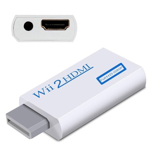 INF Wii zu HDMI Adapter, Wii to HDMI 720/1080P HD Converter Adapter mit 3,5mm Audioausgang, Wii zu HDMI Konverter für Wii Monitor Beamer Fernseher (Weiß)