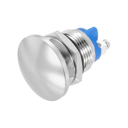 Image of METALLIXITY 1PCS 5A 16MM 7/8" Momentary Mushroom Head Push Button Switch 12V 24V 120V 250V AC Silver 1NO Waterproof IP65 SPST Domed Round 2 Screw Foot Button