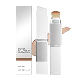 AYVRUOP Barra Base Maquillaje Que Cambia Color, Barra Crema Cubriente Bar ra Basemaquillaje Con Cobertura Completa A Media, Para Todo Tipo Pieles, Con Cabezal Brocha (Color Piel Oscurol).