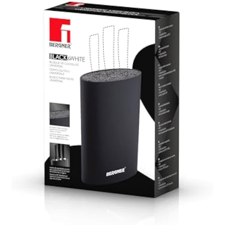 Bergner Universal Knife Block, Polyethylene Terephthalate, Black, 15.6 x 6.6 x 22 cm