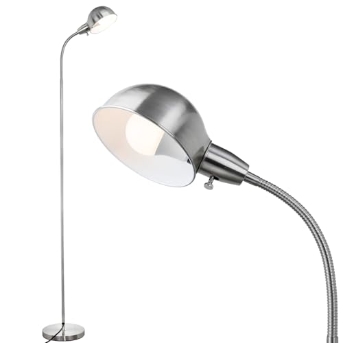 LALISU Modern Metal Reading Standing Floor Lamp with Rotatable Shade,Sliver