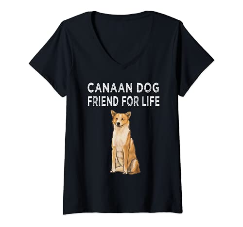 Womens Canaan Dog Friend For Life Dog Lover Friendship V-Neck T-Shirt, Black