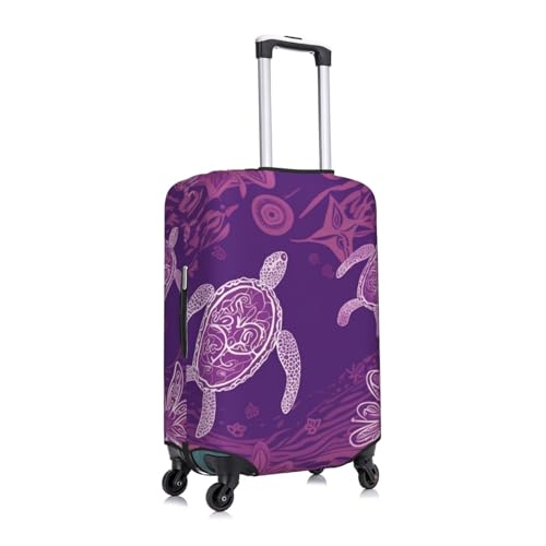 Travel Luggage Cover Elastic Anti-Scratch Suitcase Protector Washable Travel Suitcase Cover Hawaii With Purple Sea Turtle Luggage Protector Fits 18-32 Inch Suitcase3
