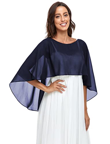 Pukguro Sheer Shawls And Wraps For Evening Dresses Chiffon Capes For Women Soft Wedding Cover Up Navy #TOP1