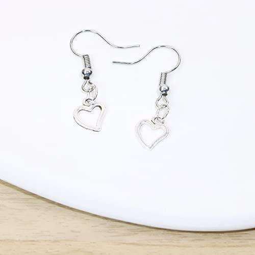 Shapenty Mini Metal Hollow Heart Pendant Charms Beads Bulk For Necklace Earring Bracelet Keychain Jewelry Making Craft Project Christmas Ornaments Decoration, 10X8Mm, 100Pcs (Antique Silver) #TOP3