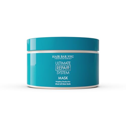 Hair Bar NYC Ultimate Hair Repair System Revival Hair Mask - Protein Repair Boost for Dry Damaged and Color Treated Hair, Infused with Marine Keratin & Biotin 10.2oz 300ml