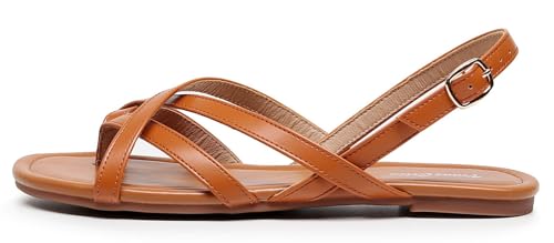 VenusCelia Women's X+Band Strap Flat Sandal (11 M US,Camel) by VenusCelia - Used condition - Image 2