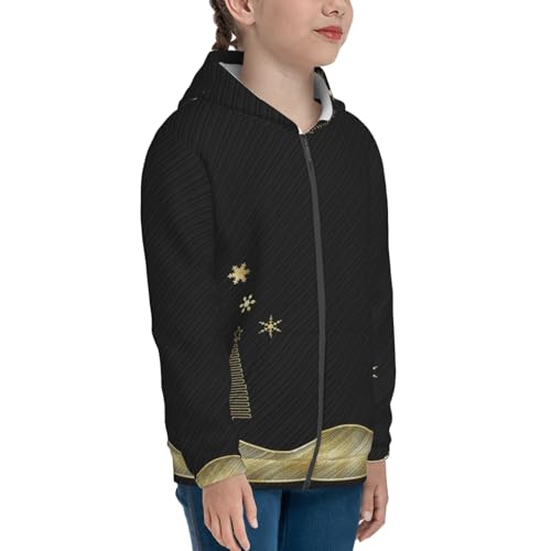Christmas Black Digital Paper Kids Pullover Hoodies Boys Zip Up Sweatshirts Girls Athletic Clothes with Pocket4