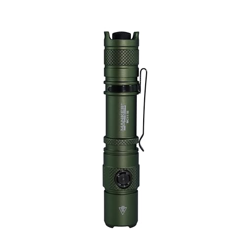 MANKER MC11 III Tactical Flashlight, 1400 Lumens Super Bright, USB-C Rechargeable, 410m Beam, IP68 Waterproof, 360Hrs Runtime for Outdoor Survival Hunting (Army Green)