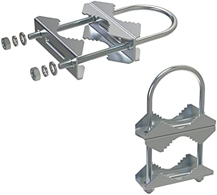 Aimeboost 2 PCS Stainless Steel Antenna Mount Clamp U-Bolt Mounting Hardware Antenna Mast Clamp V Jaw Bracket Accessories for TV CB Ham Outside Home Antenna Double Pipe-Mounting