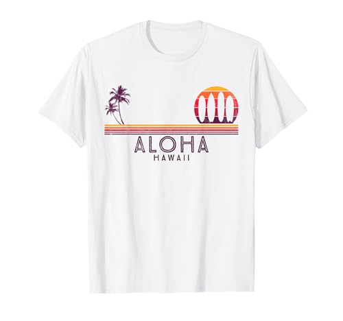 Vintage Hawaii Aloha Tropical Beach Palmiers - Surf T-Shirt